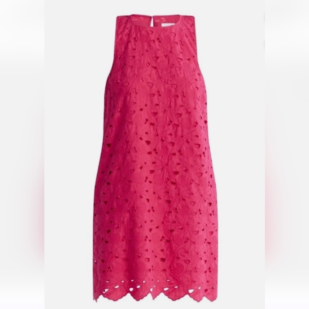 Vibrant Pink Mini Eyelet Dress - Picture 5 of 9
